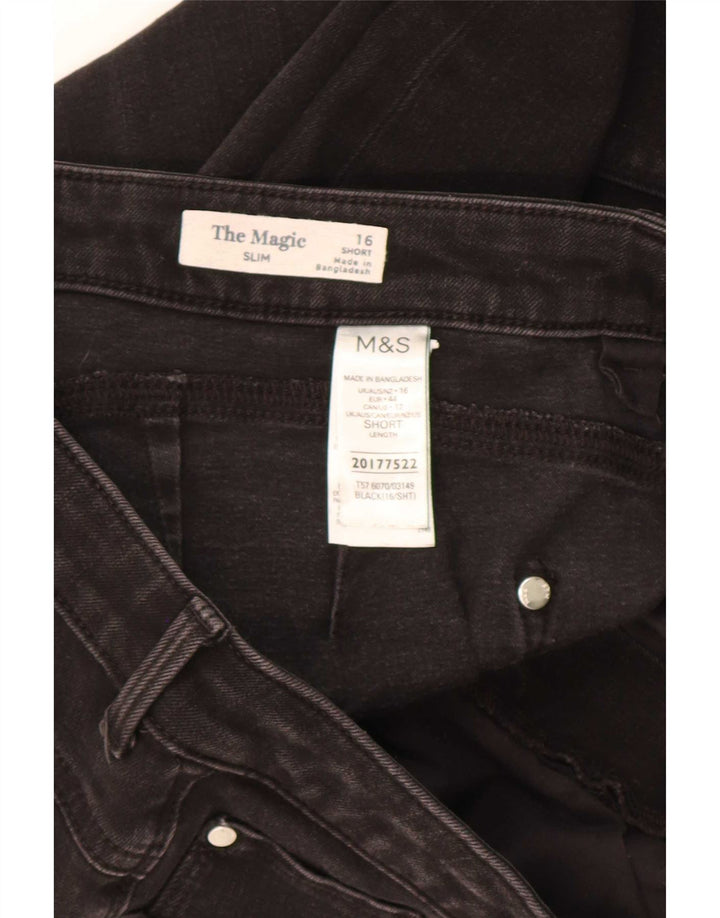 Marks & Spencer Donna The Magic Slim Jeans UK 16 Large W30 L27 Nero