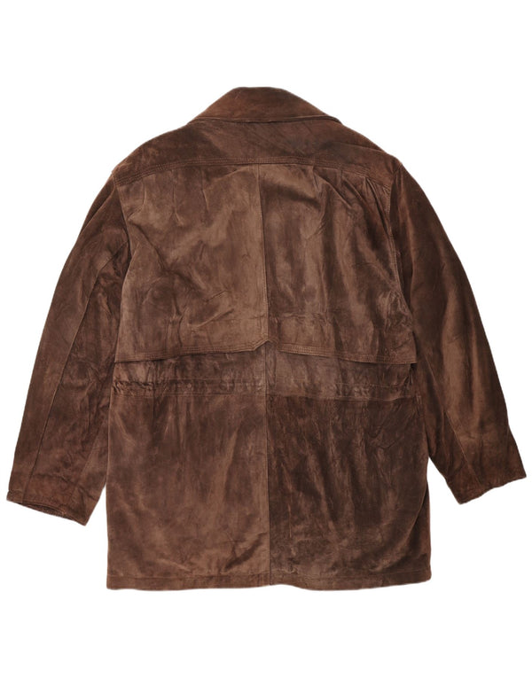 Soprabito vintage da donna in pelle scamosciata UK 16 grande in pelle marrone