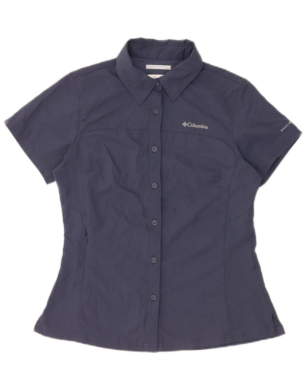 Camicia a maniche corte Columbia Omni-Shade da donna UK 6 XS blu navy a quadri