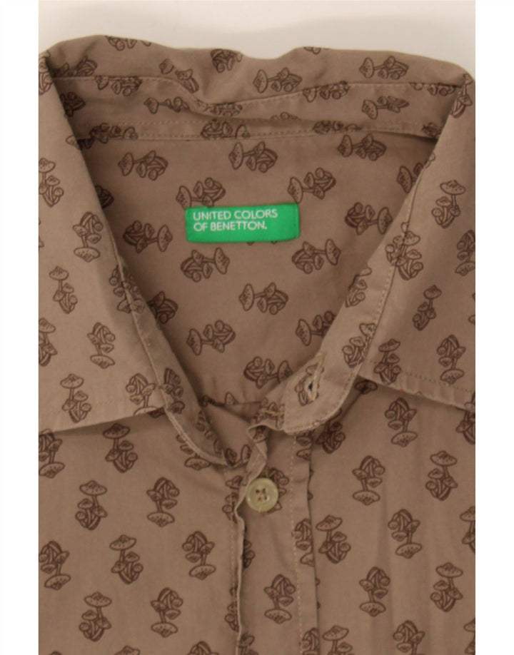BENETTON Mens Abstract Pattern Shirt Small Brown Vintage Benetton and Second-Hand Benetton from Messina Hembry 