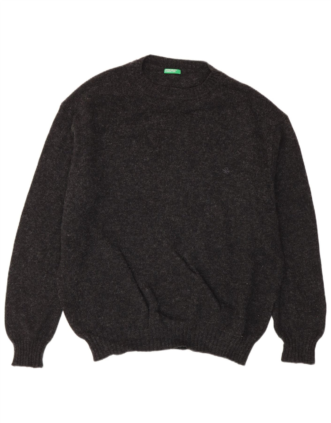 Maglione maglione girocollo da uomo Benetton XL grigio chiazzato
