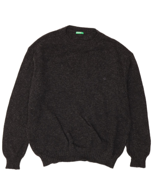 Maglione maglione girocollo da uomo Benetton XL grigio chiazzato