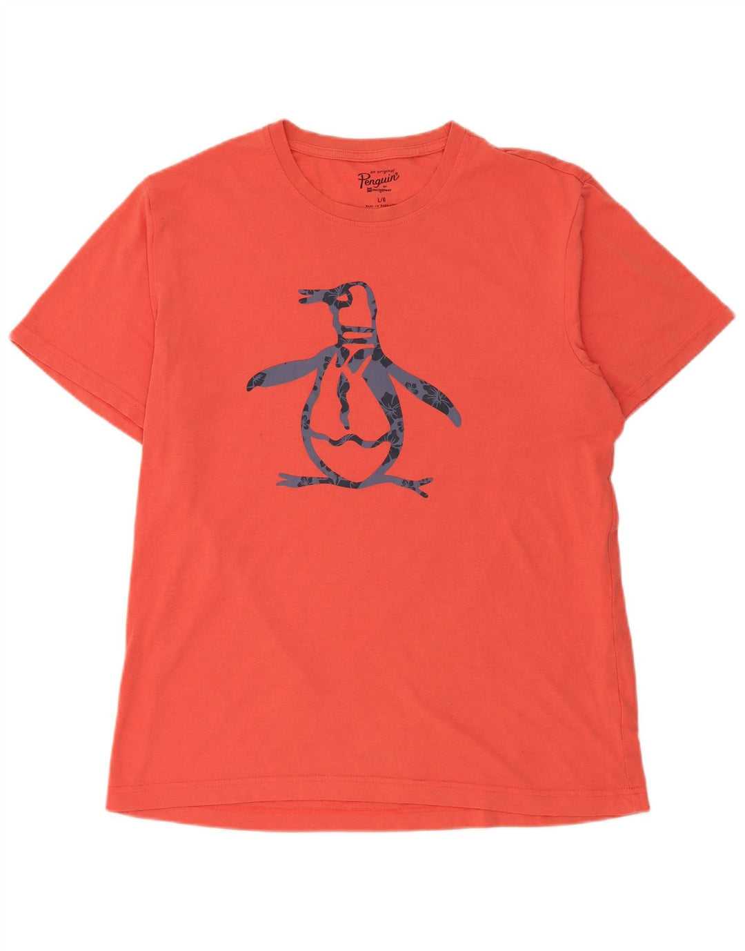 T-shirt grafica da uomo Penguin Top grande in cotone arancione