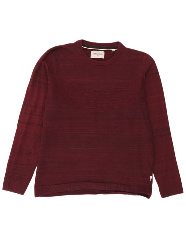 Maglione maglione girocollo da uomo Jack & Jones XL cotone gessato bordeaux