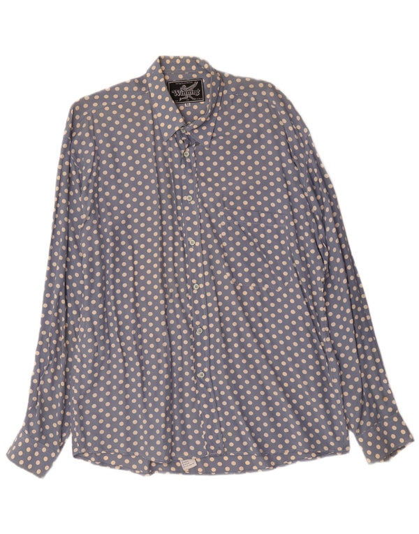 Camicia Vintage Uomo XL Blu Pois Viscosa