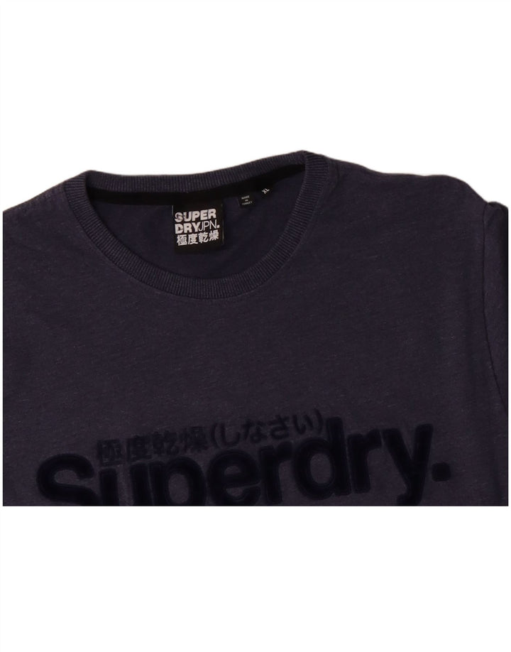 T-shirt grafica da uomo SUPERDRY Top XL in cotone blu