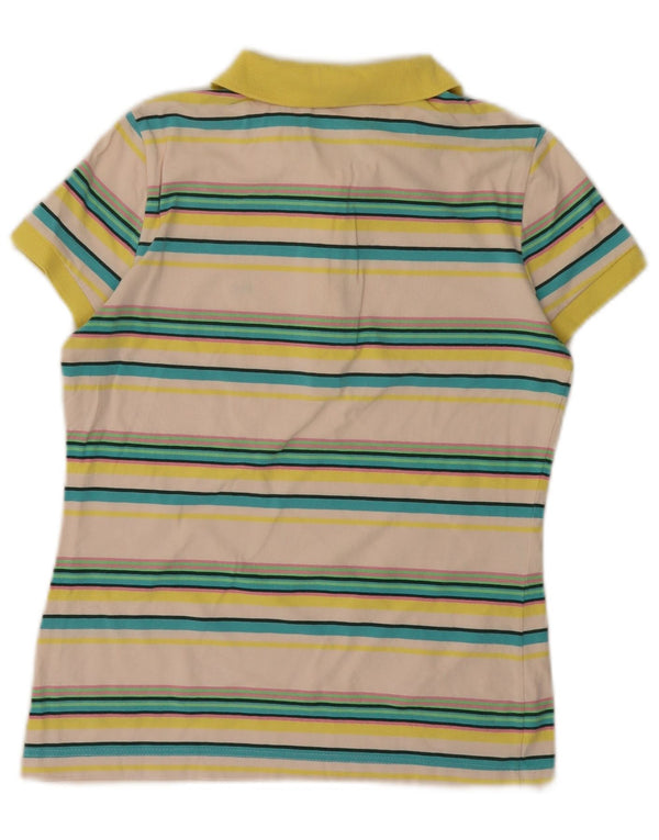 Polo da donna LACOSTE taglia 40 cotone a righe bianco sporco medio