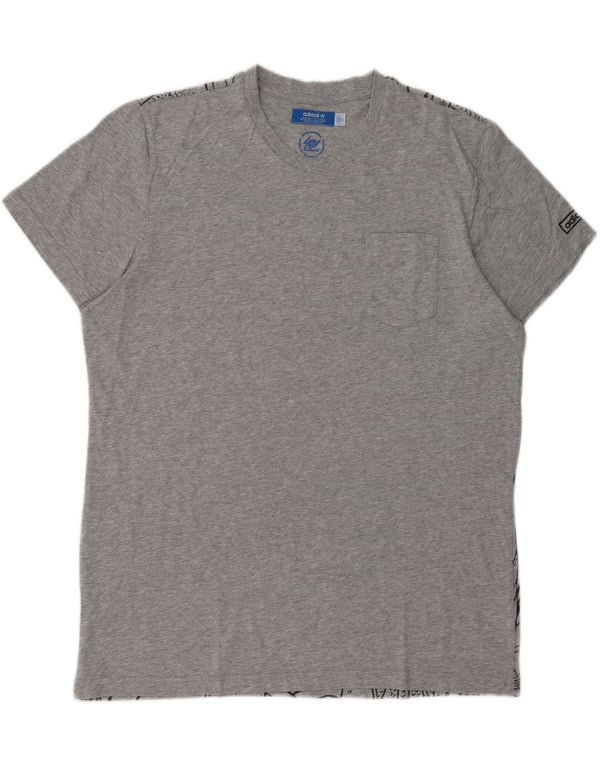 T-shirt grafica da uomo Adidas Top XL in cotone chiazzato grigio