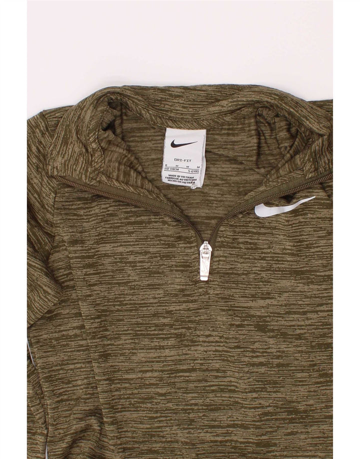 Top della tuta pullover Nike da ragazzo Dri Fit 5-6 anni medio kaki chiazzato