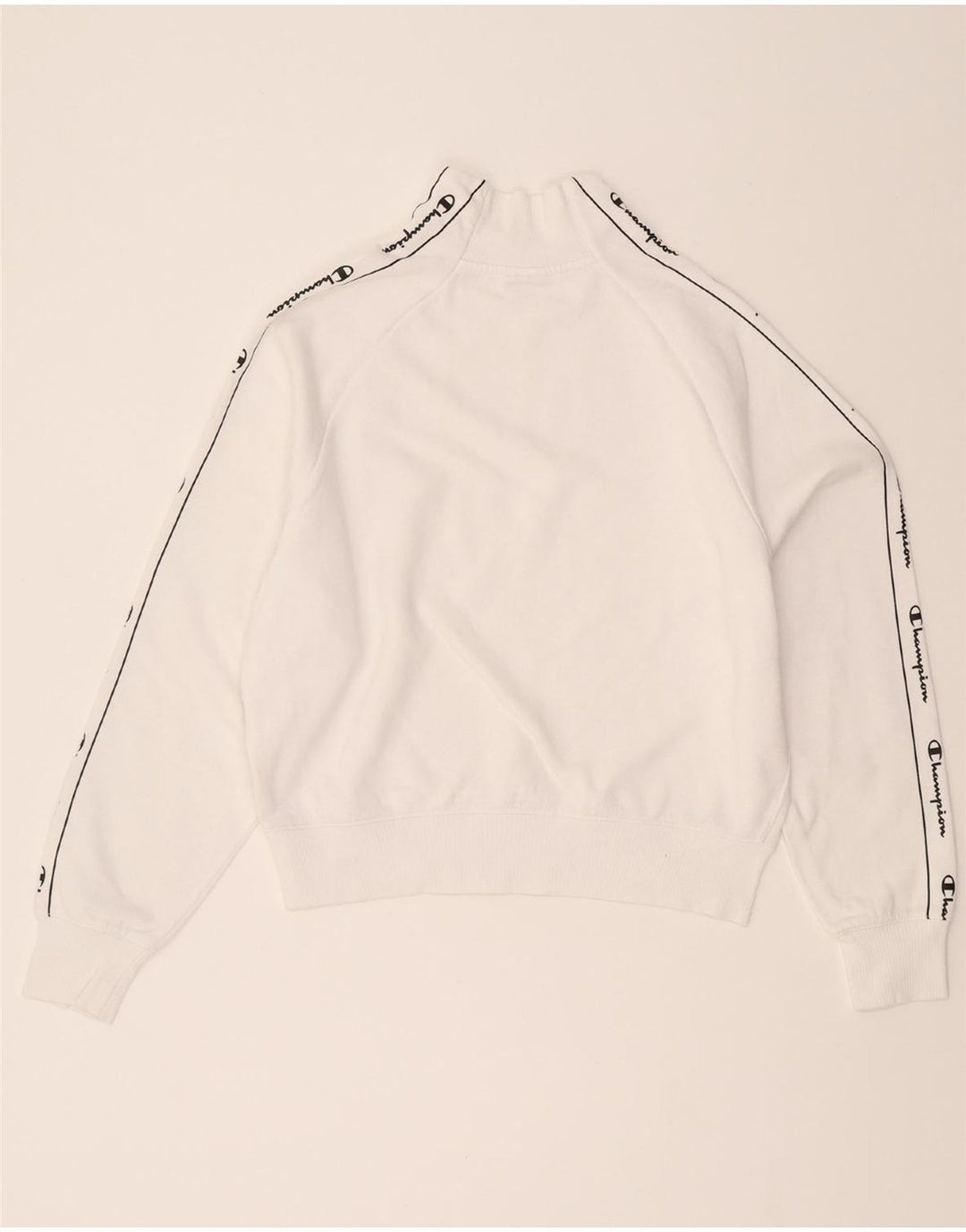 CHAMPION Womens Oversized Crop Graphic Sweatshirt Jumper UK 10 Small White Vintage Champion and Second-Hand Champion from Messina Hembry 