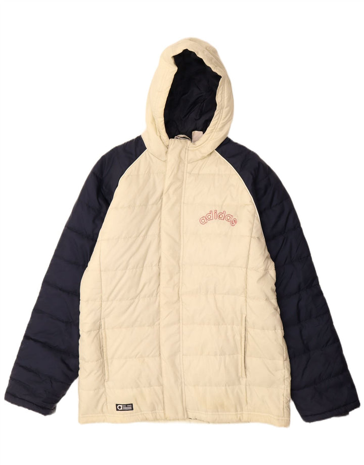 Giacca imbottita con cappuccio grafica Adidas da ragazzo 15-16 anni Colorblock bianco