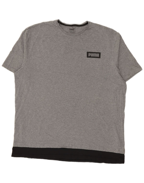 T-shirt grafica da uomo PUMA Top 2XL in cotone color block grigio