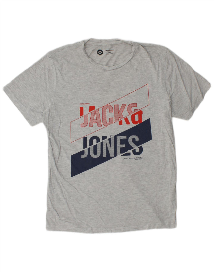 T-shirt grafica da uomo Jack & Jones Top in cotone grigio medio