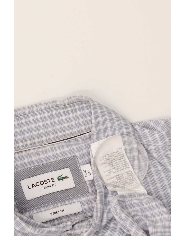 Camicia Lacoste da uomo slim fit taglia 42 grande in cotone a quadretti blu