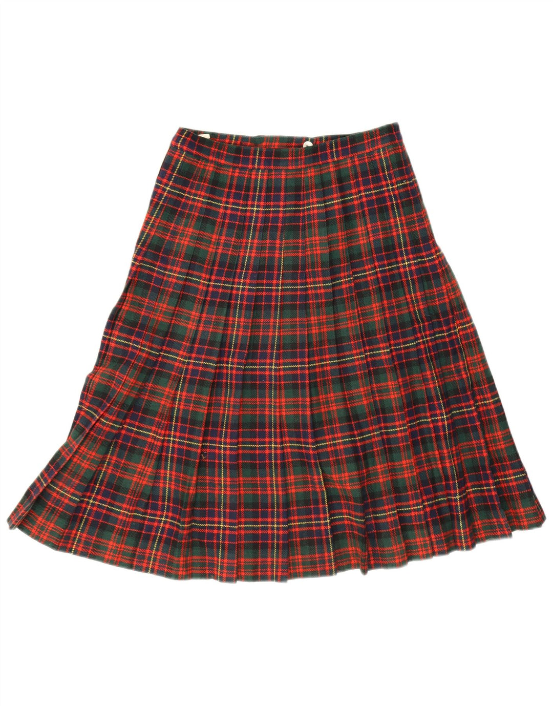 Gonna a pieghe vintage da donna a pieghe W28 a quadri multicolore medio