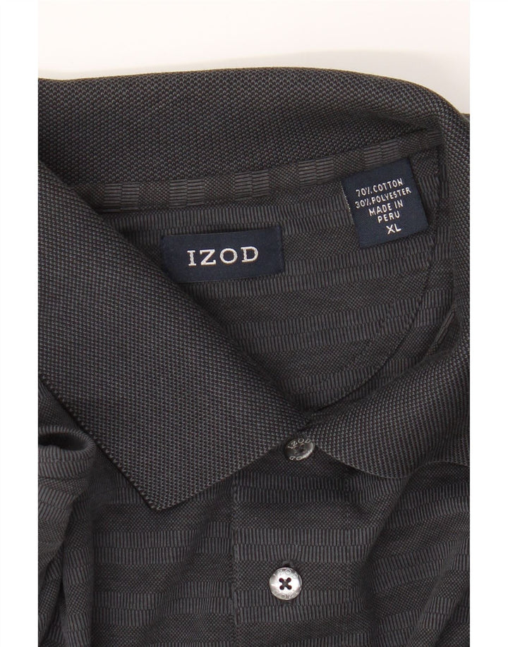 IZOD Mens Polo Shirt XL Grey Striped Cotton Vintage Izod and Second-Hand Izod from Messina Hembry 