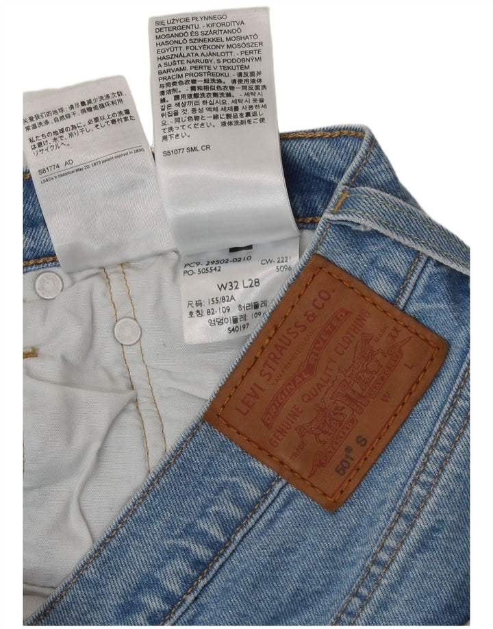 Jeans dritti invecchiati 501 da donna Levi's W32 L28 cotone blu