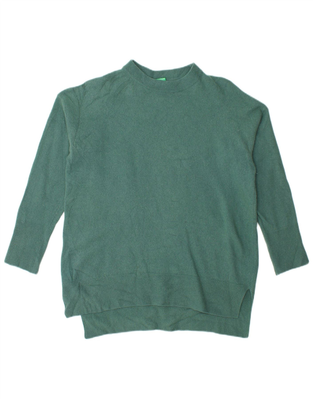 Maglione maglione girocollo oversize da donna Benetton UK 10 piccolo verde