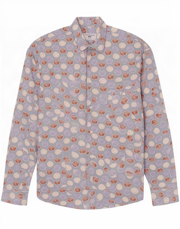 Controvento Camicia Uomo Fantasia Astratta Large Blu Cotone