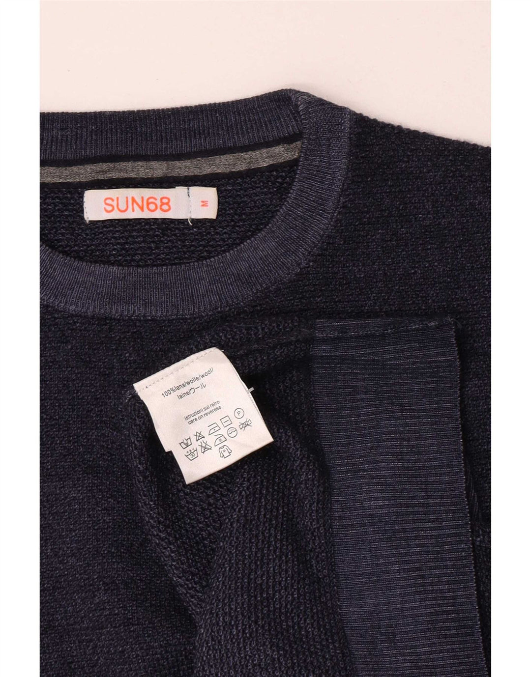 Maglione maglione girocollo da uomo Sun68 lana media blu navy