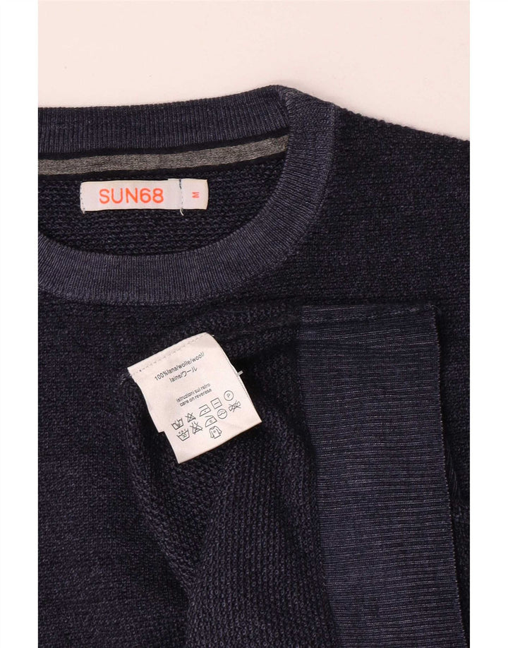 Maglione maglione girocollo da uomo Sun68 lana media blu navy