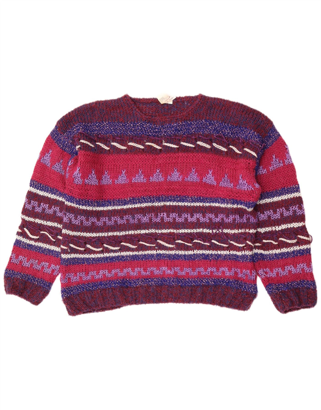 Maglione maglione girocollo da donna vintage IT 44/46 medio multicolore