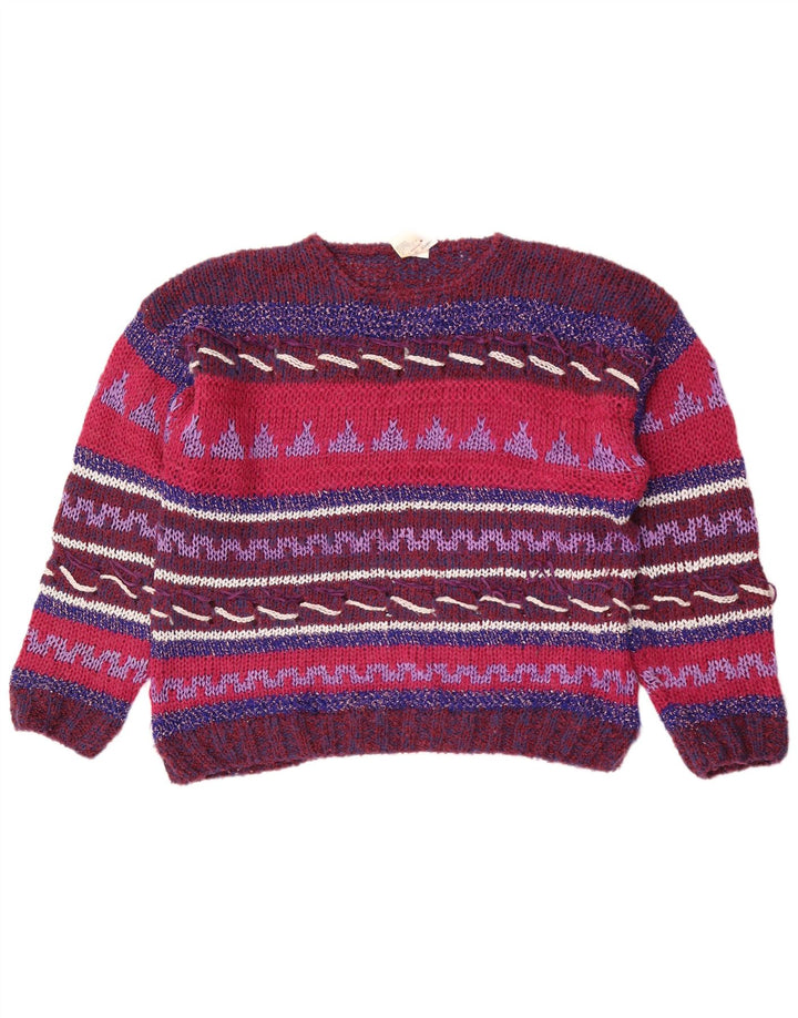 Maglione maglione girocollo da donna vintage IT 44/46 medio multicolore