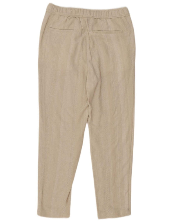 Pantaloni chino dritti da donna Zara grandi W32 L28 cotone a righe bianco sporco