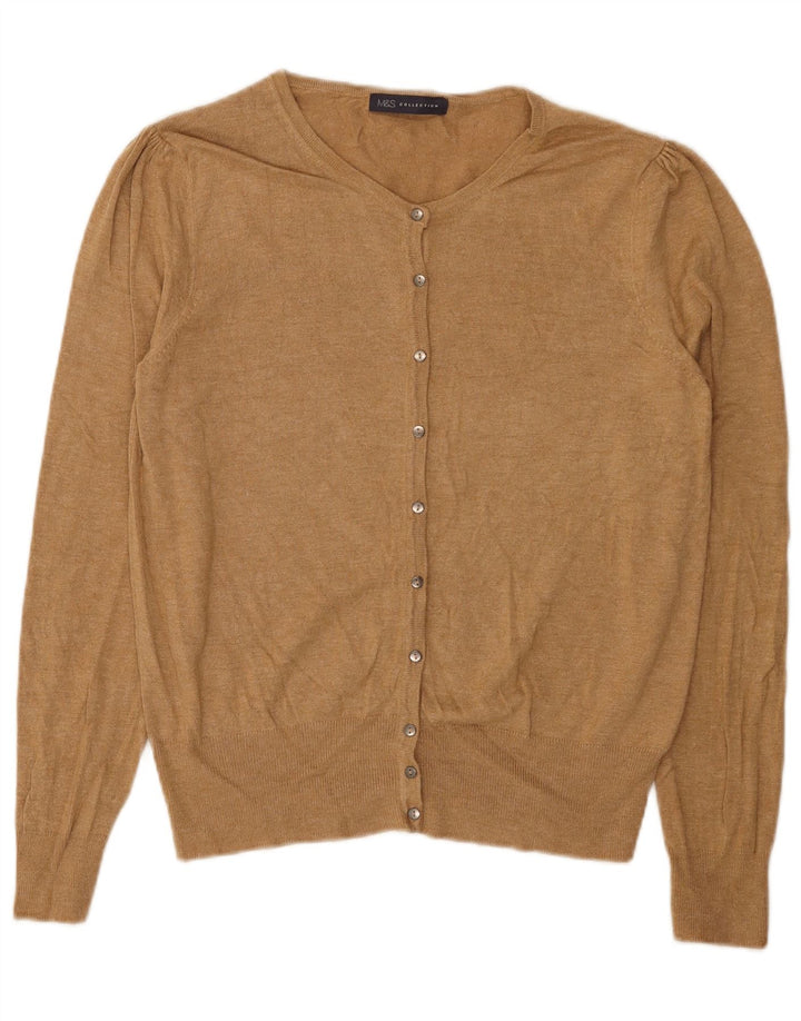 Maglione cardigan da donna Marks & Spencer UK 14 Large Beige Viscosa