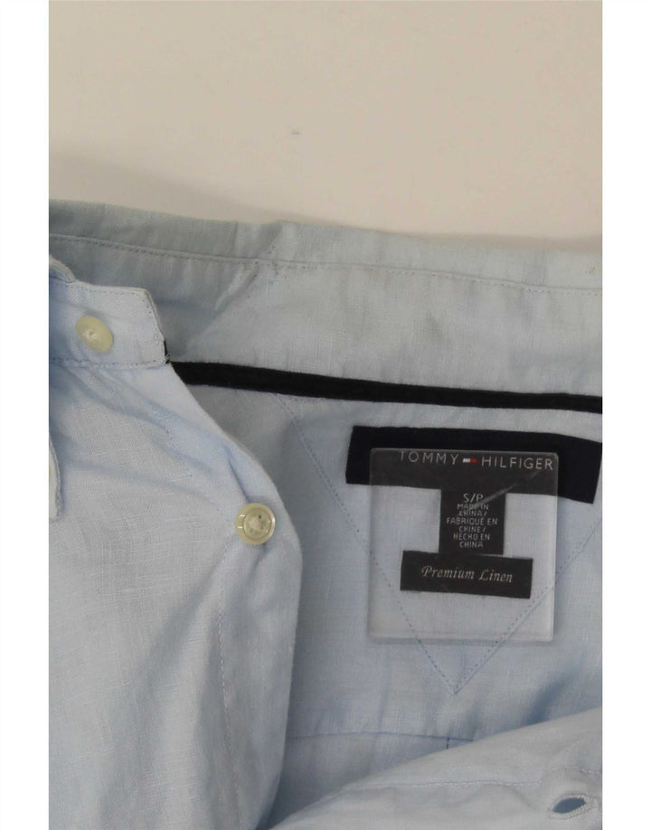 Camicia da uomo Tommy Hilfiger piccola in lino blu