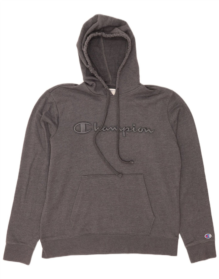 Maglione con cappuccio grafico da uomo Champion grigio medio