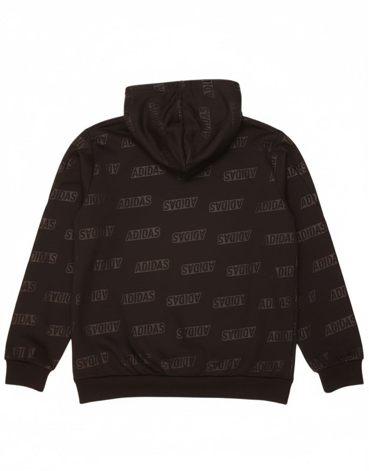ADIDAS Mens Graphic Hoodie Jumper Large Black Polyester