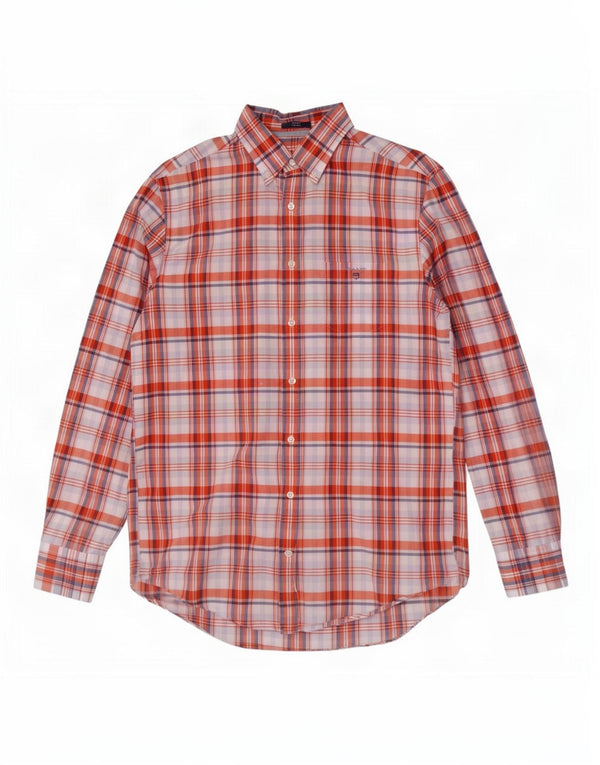 Gant Camicia da uomo vestibilità regolare taglia 41/42 16 1/2 grande cotone a quadri rossi