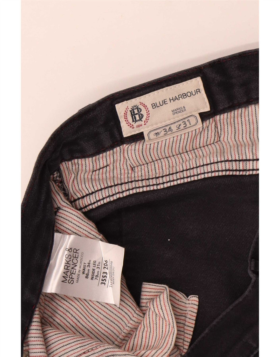 Pantaloncini chino da uomo Marks & Spencer Blue Harbour W34 Large Navy Cotton