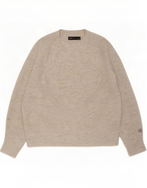 Marks & Spencer Maglione da donna con scollo a barca UK 10 Small Grey Flecked