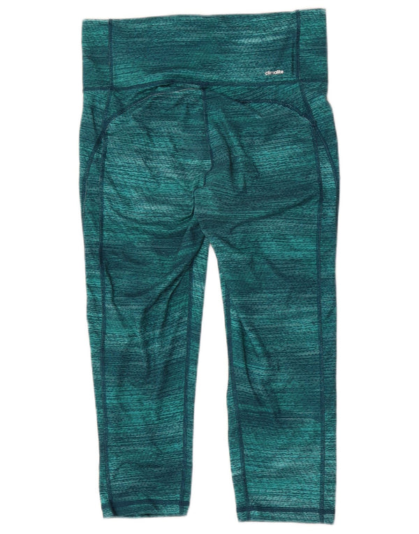 Leggings Adidas Climalite Capri da donna UK 12/14 Verde medio chiazzato