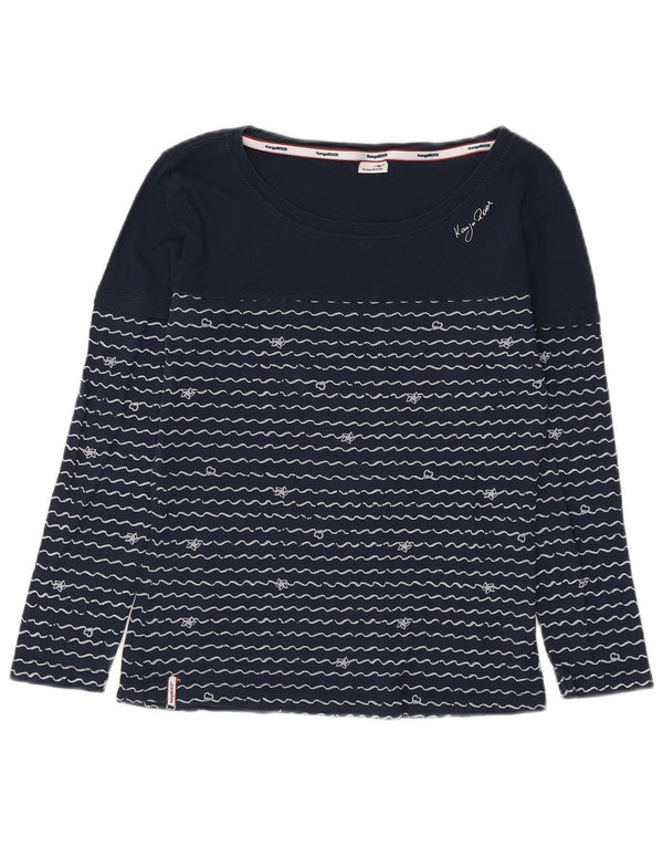 Canguro Top da donna a maniche lunghe UK 14/16 Grande cotone a righe blu navy