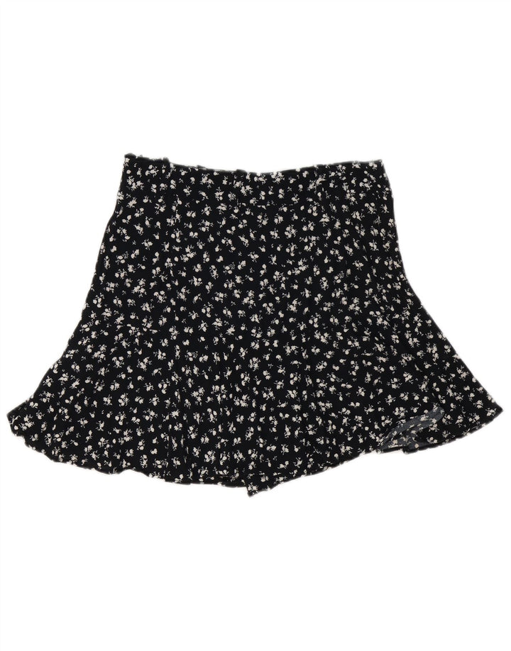 Minigonna Zara da donna media W28 viscosa floreale nera