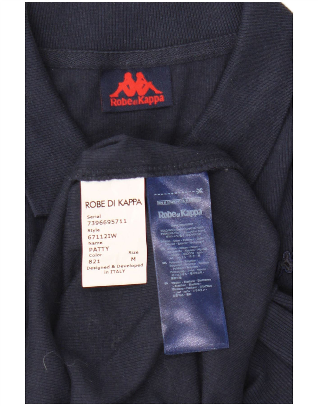 Top Kappa da donna a maniche lunghe UK 12 medio blu navy in cotone