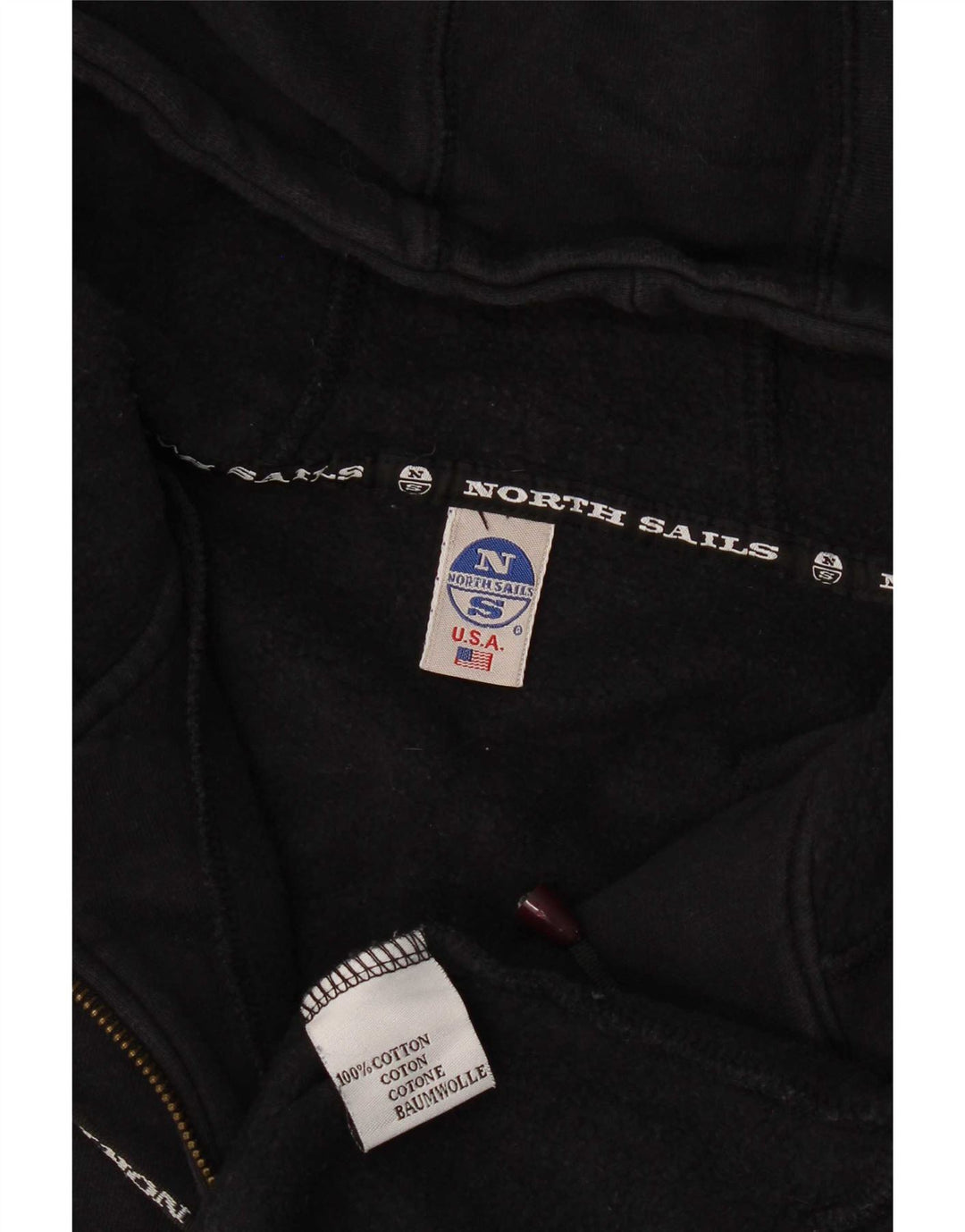 Felpa con cappuccio e zip grafica da uomo North Sails in cotone color block medio nero
