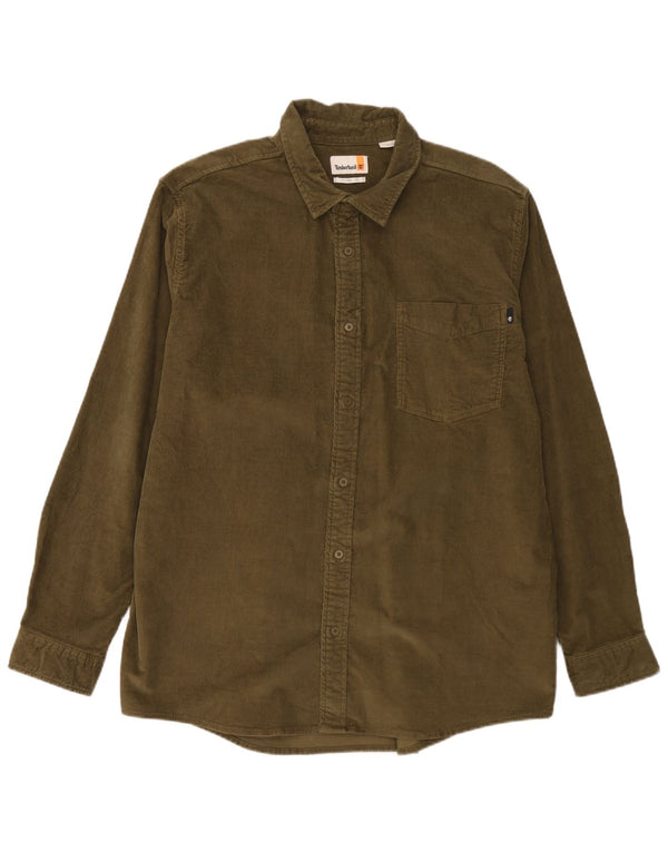 Camicia in velluto a coste dalla vestibilità originale Timberland da uomo XL in cotone kaki