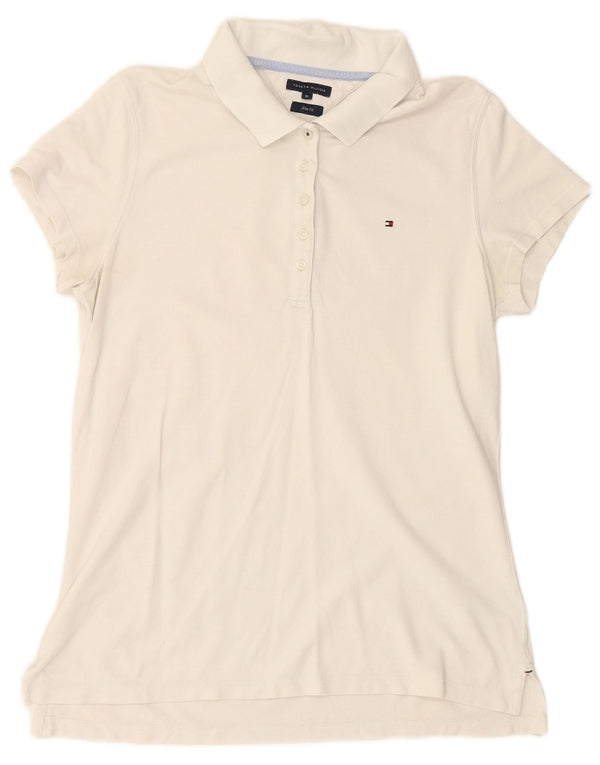 TOMMY HILFIGER Polo slim da donna UK 18 XL Cotone bianco