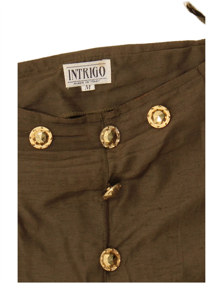 Minigonna vintage da donna a vita alta media W24 kaki