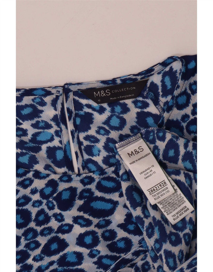 Camicetta da donna Marks & Spencer Top UK 16 Grande poliestere blu con stampa animalier