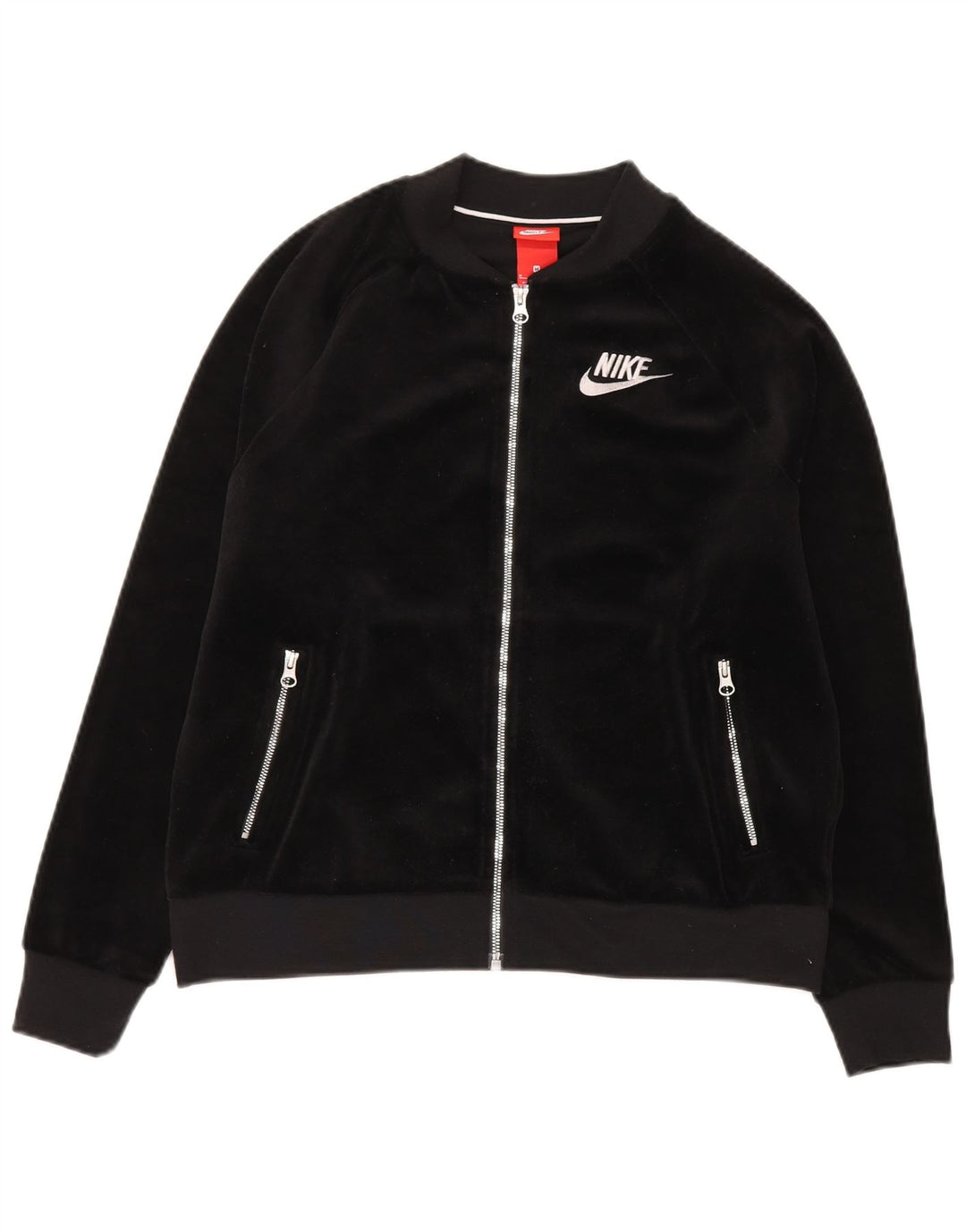 Giacca superiore della tuta in velluto da donna Nike UK 14 poliestere nero medio