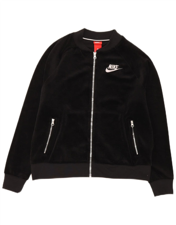 Giacca superiore della tuta in velluto da donna Nike UK 14 poliestere nero medio