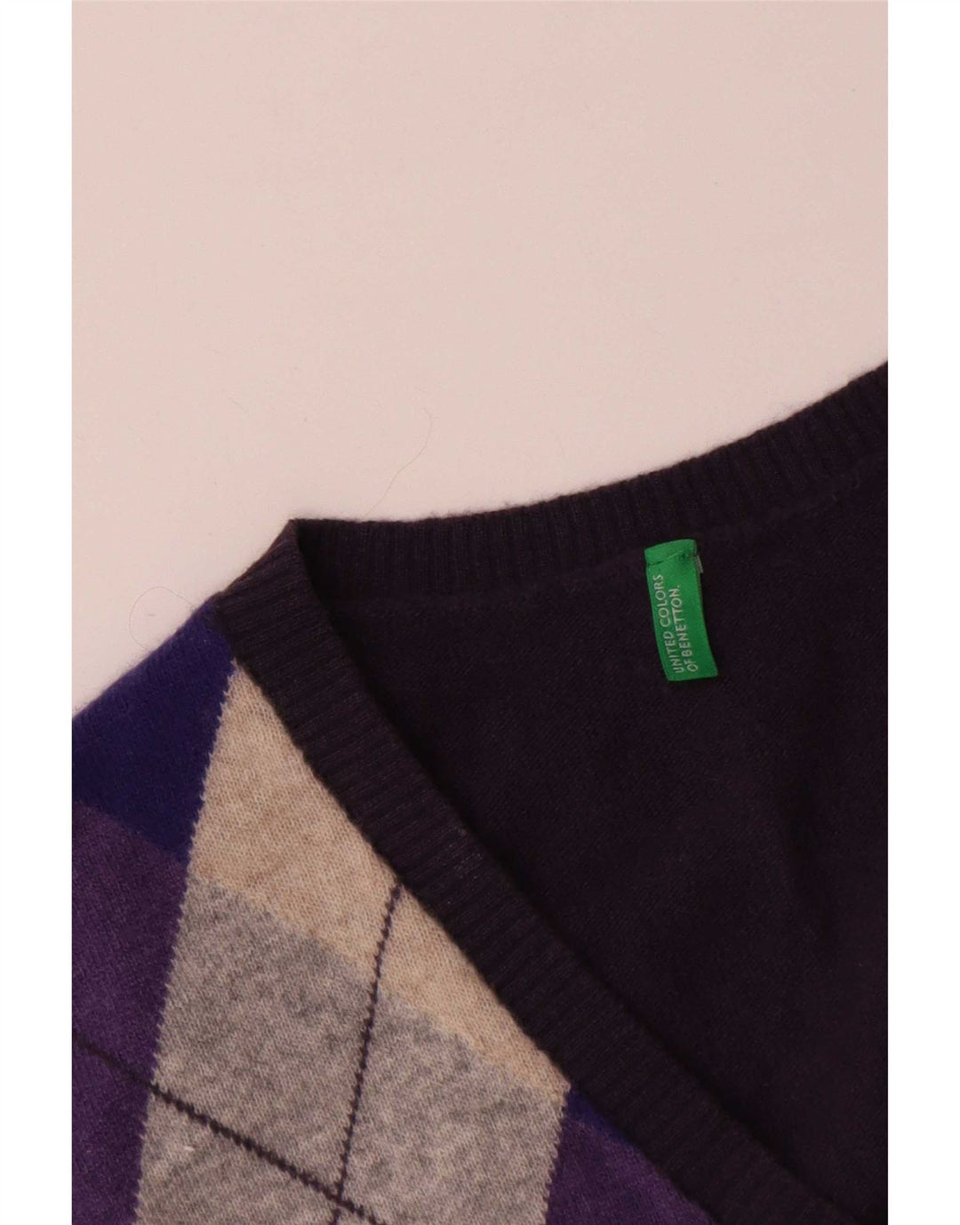 Benetton Canottiera da uomo media blu navy Argyle/Diamond