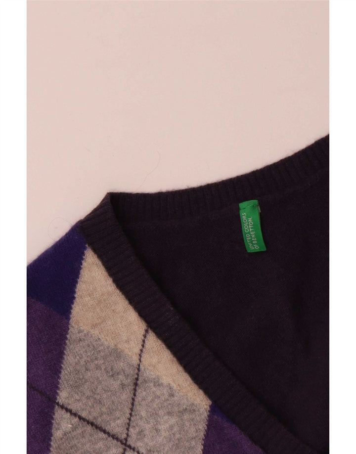 Benetton Canottiera da uomo media blu navy Argyle/Diamond