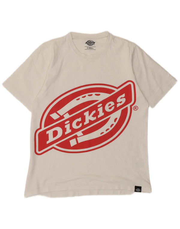 Dickies T-shirt grafica da donna vestibilità ampia UK 6 XS cotone bianco