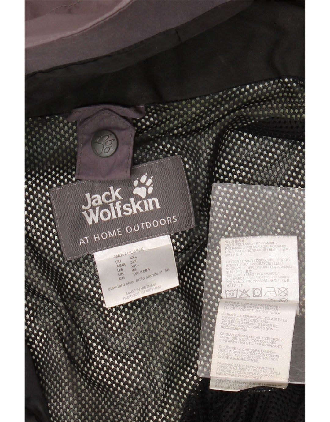 JACK WOLFSKIN Giacca antipioggia da uomo con cappuccio UK 48 2XL Poliammide color block grigio